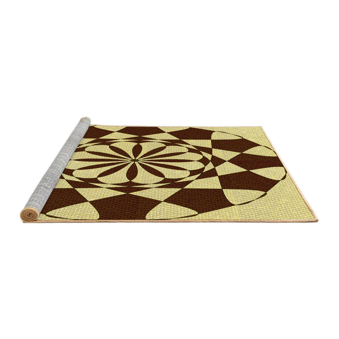 Sideview of Machine Washable Transitional Red Brown Rug, wshpat2050yw