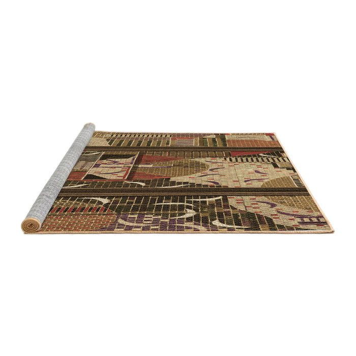 Sideview of Machine Washable Transitional Red Brown Rug, wshpat2051brn
