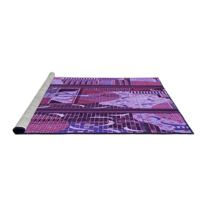 Sideview of Machine Washable Transitional Dark Magenta Purple Rug, wshpat2051pur