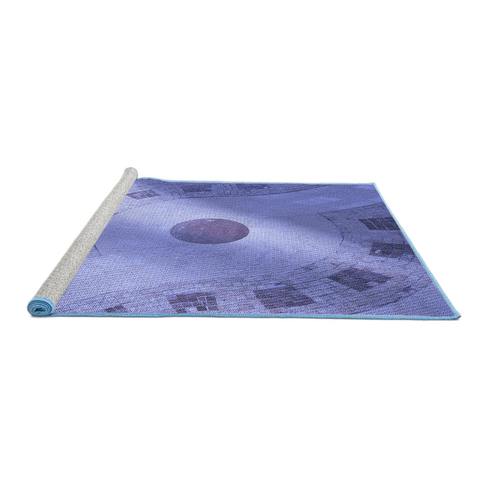 Sideview of Machine Washable Transitional Purple Mimosa Purple Rug, wshpat2052blu