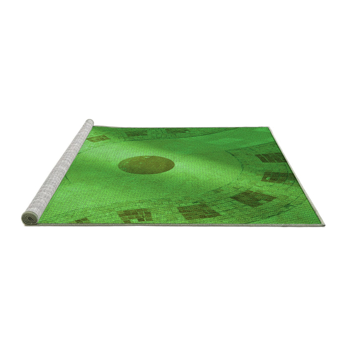 Sideview of Machine Washable Transitional Neon Green Rug, wshpat2052grn