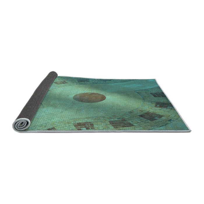 Thickness of Patterned Sea Green Rug, pat2052lblu