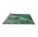 Sideview of Machine Washable Transitional Sea Green Rug, wshpat2052lblu