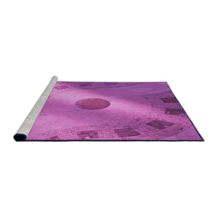 Sideview of Machine Washable Transitional Bright Neon Pink Purple Rug, wshpat2052pur