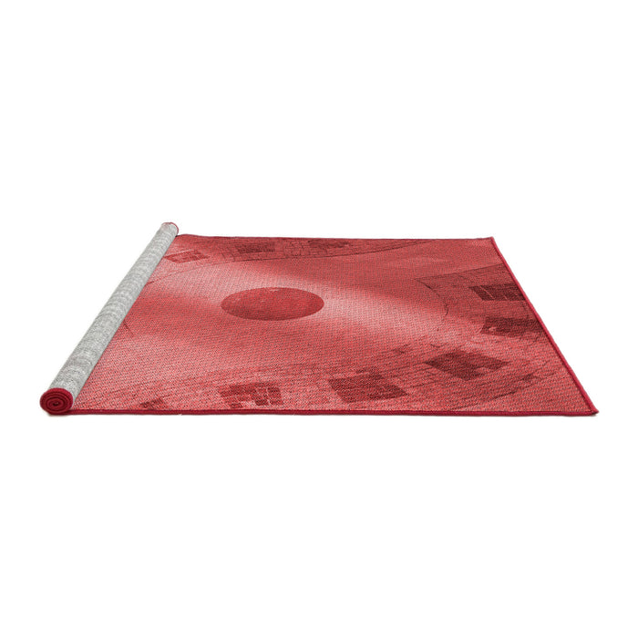 Sideview of Machine Washable Transitional Red Rug, wshpat2052rd