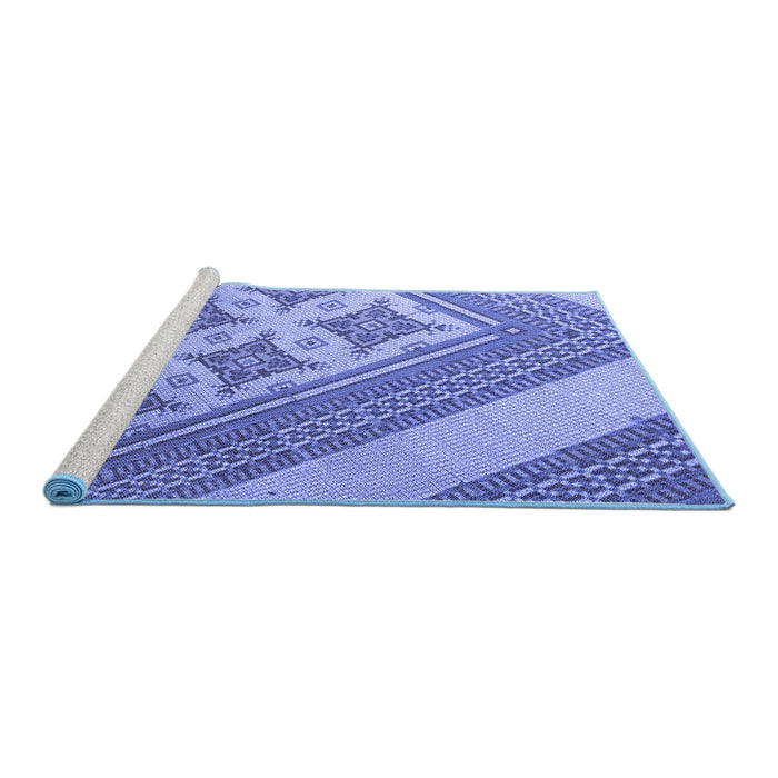 Sideview of Machine Washable Transitional Denim Blue Rug, wshpat2053blu