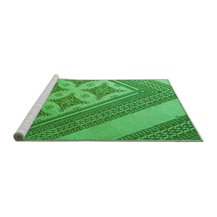 Sideview of Machine Washable Transitional Green Rug, wshpat2053grn