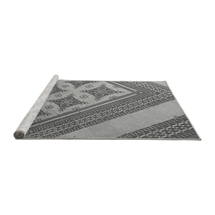 Sideview of Machine Washable Transitional Carbon Gray Rug, wshpat2053gry
