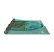 Thickness of Patterned Turquoise Green Rug, pat2054lblu