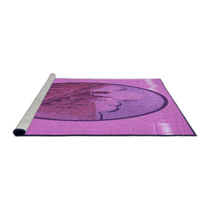 Sideview of Machine Washable Transitional Bright Neon Pink Purple Rug, wshpat2054pur