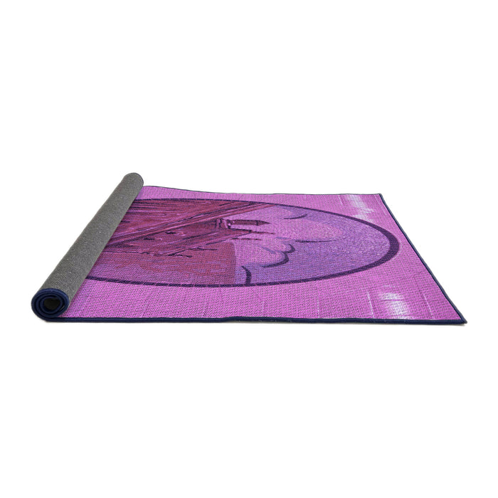 Thickness of Patterned Bright Neon Pink Purple Rug, pat2054pur