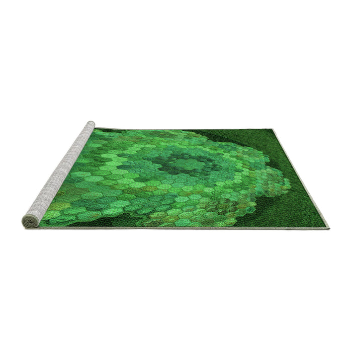 Sideview of Machine Washable Transitional Green Rug, wshpat2055grn