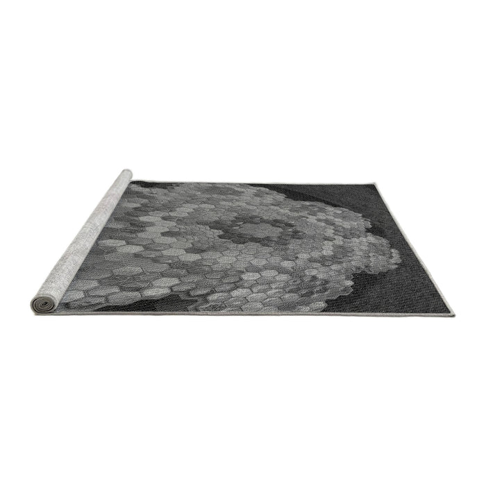 Sideview of Machine Washable Transitional Gunmetal Gray Rug, wshpat2055gry