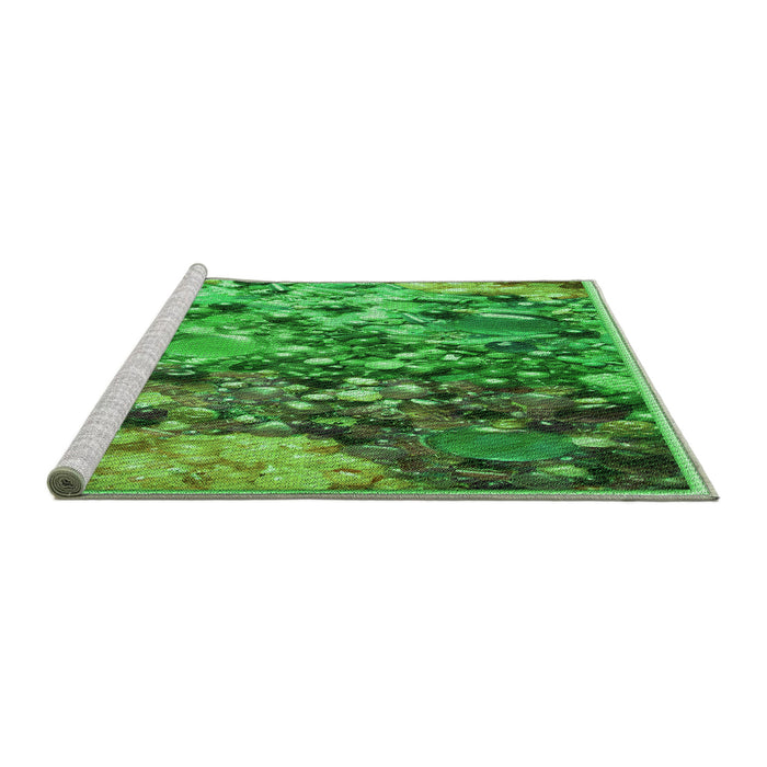 Sideview of Machine Washable Transitional Forest Green Rug, wshpat2056grn