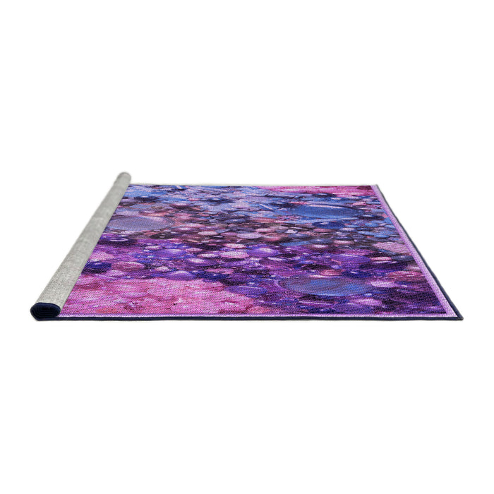 Sideview of Machine Washable Transitional Bright Lilac Purple Rug, wshpat2056pur
