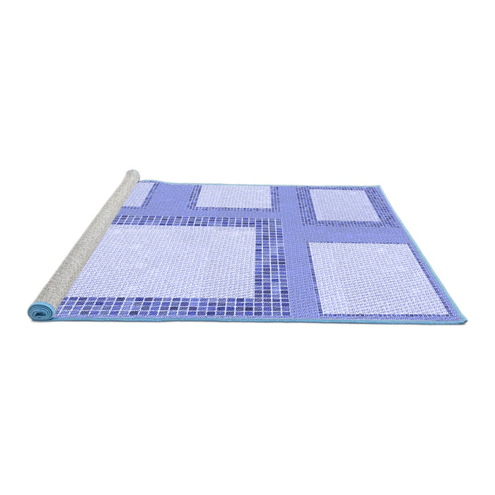 Sideview of Machine Washable Transitional Blue Rug, wshpat2057blu