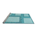 Sideview of Machine Washable Transitional Blue Rug, wshpat2057lblu