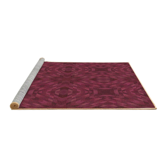 Sideview of Machine Washable Transitional Bright Maroon Red Rug, wshpat2058brn