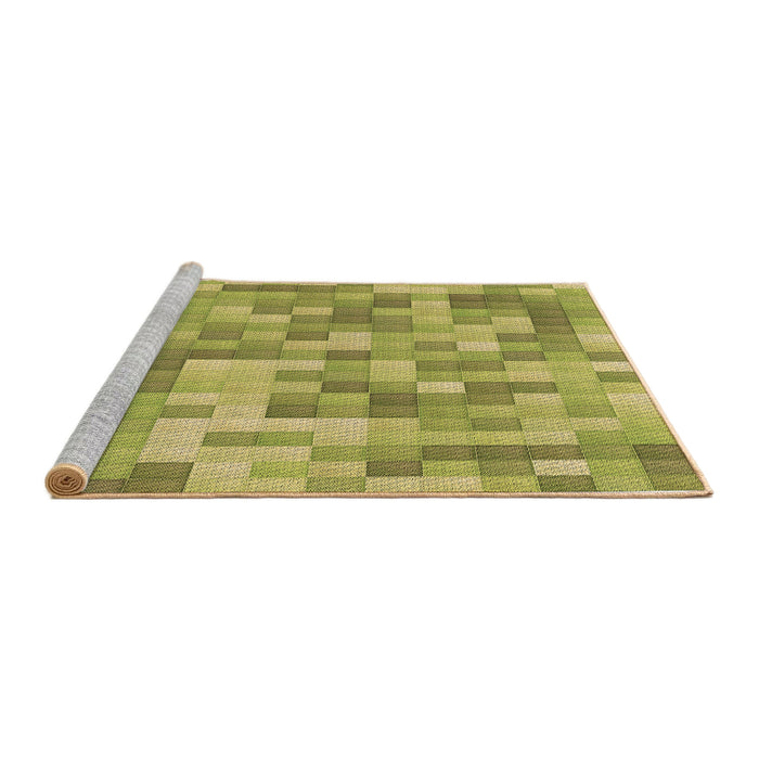 Sideview of Machine Washable Transitional Dark Yellow Green Rug, wshpat2059brn