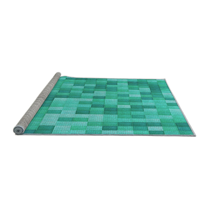 Sideview of Machine Washable Transitional Dark Turquoise Green Rug, wshpat2059lblu