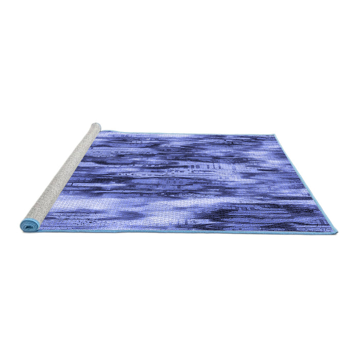 Sideview of Machine Washable Transitional Sky Blue Rug, wshpat206blu