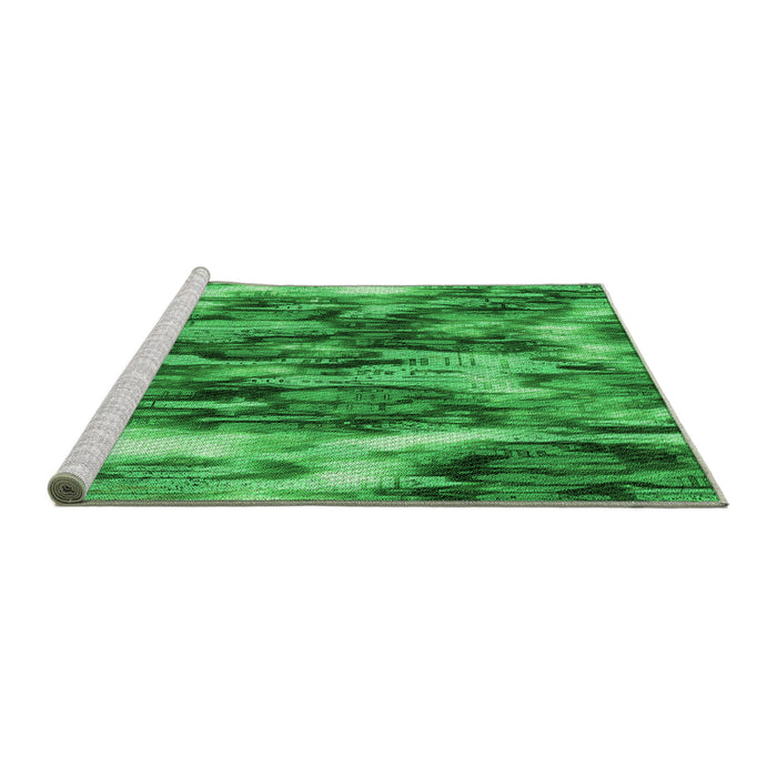 Sideview of Machine Washable Transitional Green Rug, wshpat206grn