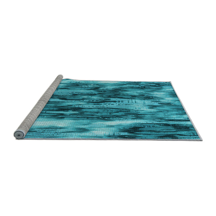 Sideview of Machine Washable Transitional Dark Cyan Green Rug, wshpat206lblu