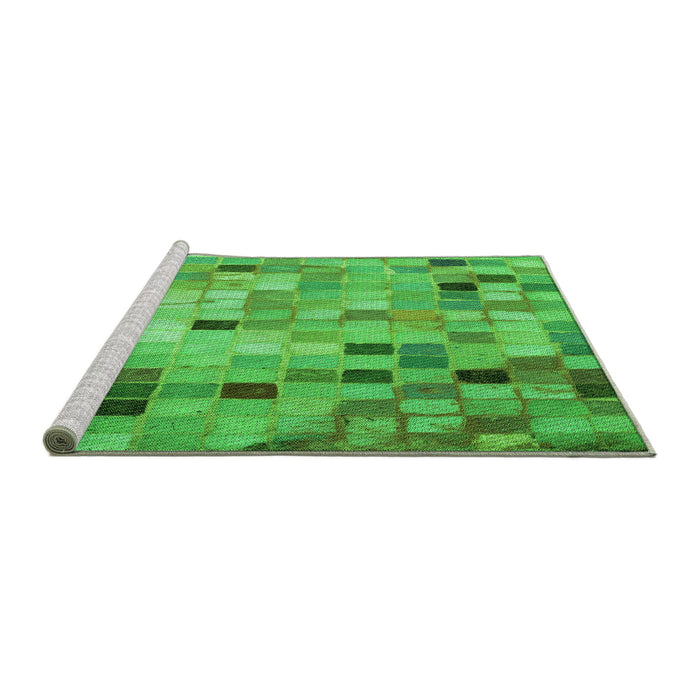 Sideview of Machine Washable Transitional Neon Green Rug, wshpat2061grn