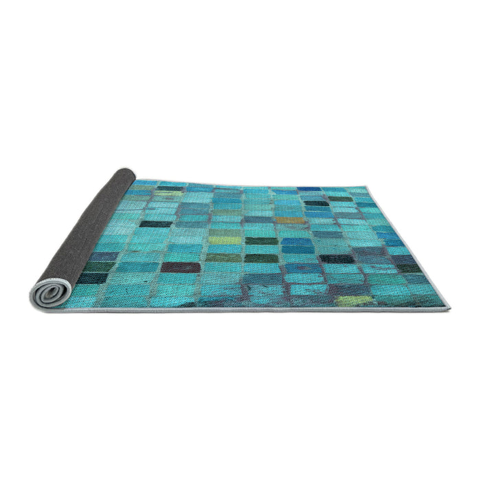 Thickness of Patterned Bright Turquoise Blue Rug, pat2061lblu