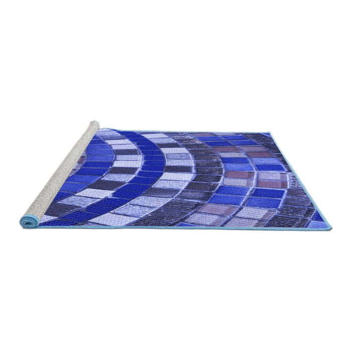 Sideview of Machine Washable Transitional Cobalt Blue Rug, wshpat2062blu
