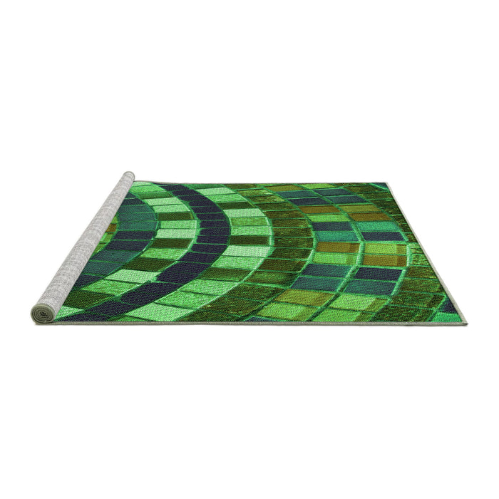 Sideview of Machine Washable Transitional Dark Forest Green Rug, wshpat2062grn