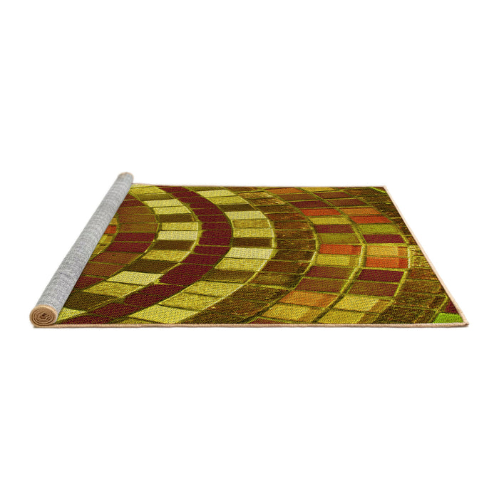 Sideview of Machine Washable Transitional Orange Gold Rug, wshpat2062yw