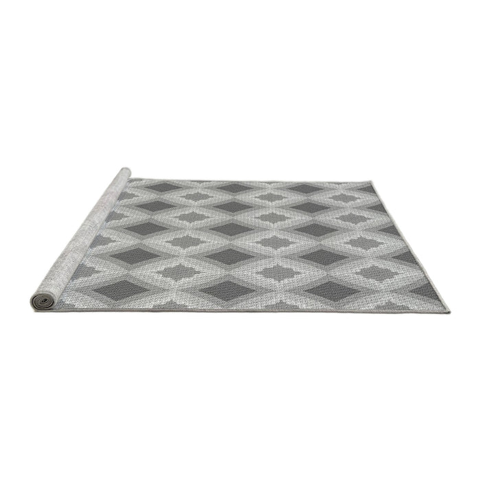 Sideview of Machine Washable Transitional Platinum Silver Gray Rug, wshpat2063gry