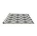 Sideview of Machine Washable Transitional Platinum Silver Gray Rug, wshpat2063gry