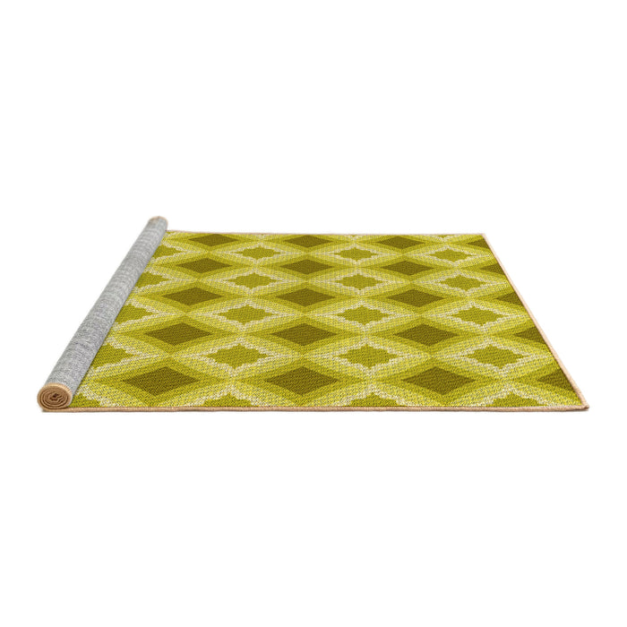 Sideview of Machine Washable Transitional Yellow Rug, wshpat2063yw