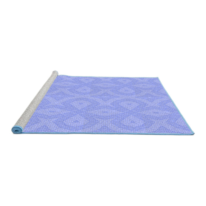Sideview of Machine Washable Transitional Sky Blue Rug, wshpat2064blu