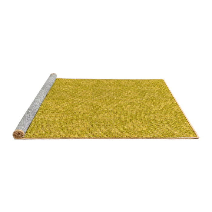 Sideview of Machine Washable Transitional Yellow Rug, wshpat2064yw