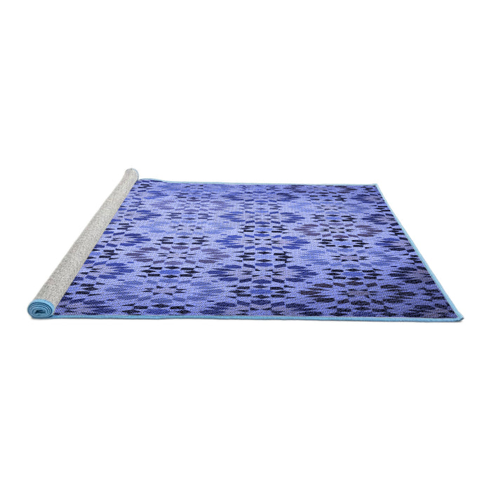 Sideview of Machine Washable Transitional Denim Blue Rug, wshpat2065blu
