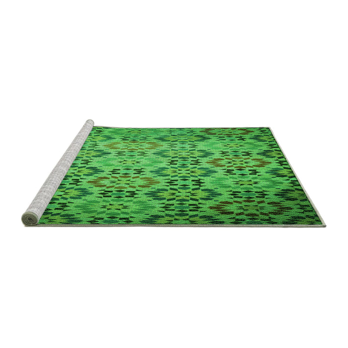Sideview of Machine Washable Transitional Green Rug, wshpat2065grn