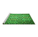 Sideview of Machine Washable Transitional Green Rug, wshpat2065grn