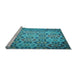 Sideview of Machine Washable Transitional Teal Green Rug, wshpat2065lblu