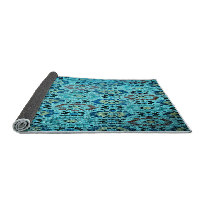 Thickness of Patterned Teal Green Rug, pat2065lblu