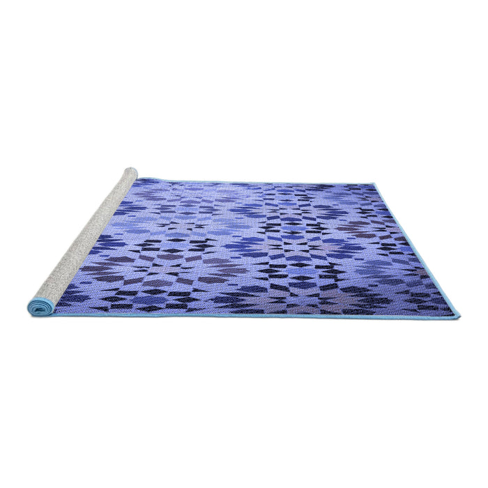 Sideview of Machine Washable Transitional Denim Blue Rug, wshpat2066blu