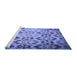 Sideview of Machine Washable Transitional Denim Blue Rug, wshpat2066blu