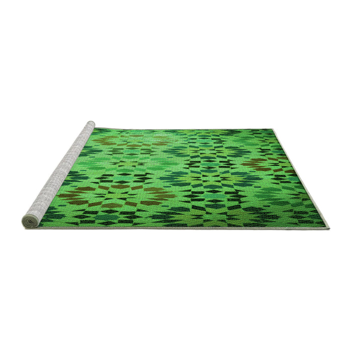 Sideview of Machine Washable Transitional Green Rug, wshpat2066grn
