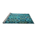 Sideview of Machine Washable Transitional Teal Green Rug, wshpat2066lblu