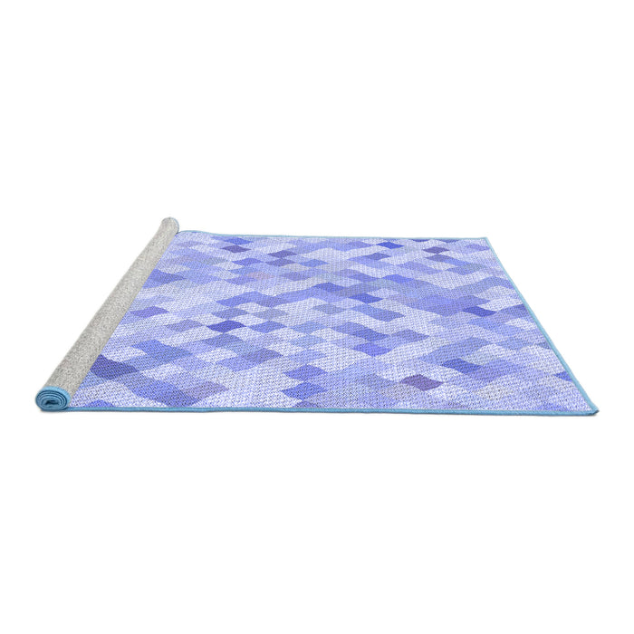 Sideview of Machine Washable Transitional Sky Blue Rug, wshpat2068blu