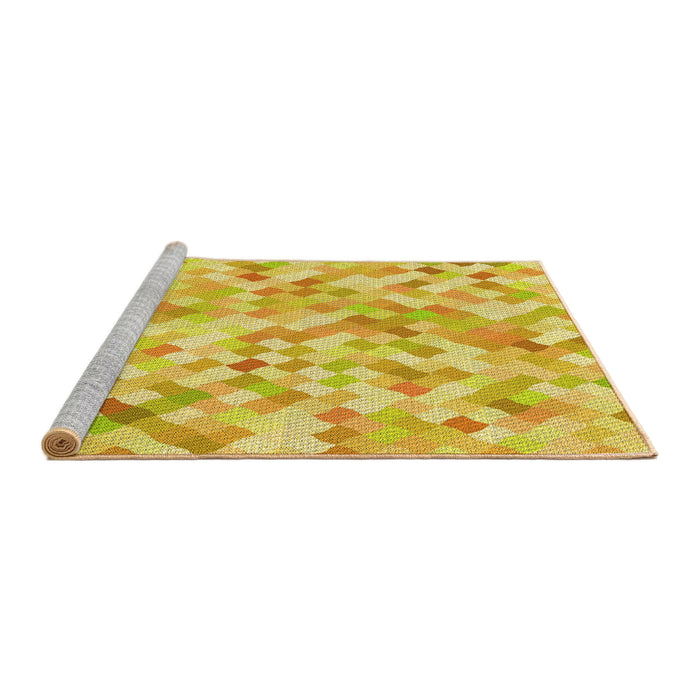 Sideview of Machine Washable Transitional Bold Yellow Rug, wshpat2068yw