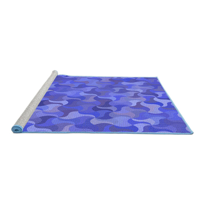 Sideview of Machine Washable Transitional Light Slate Blue Rug, wshpat2069blu