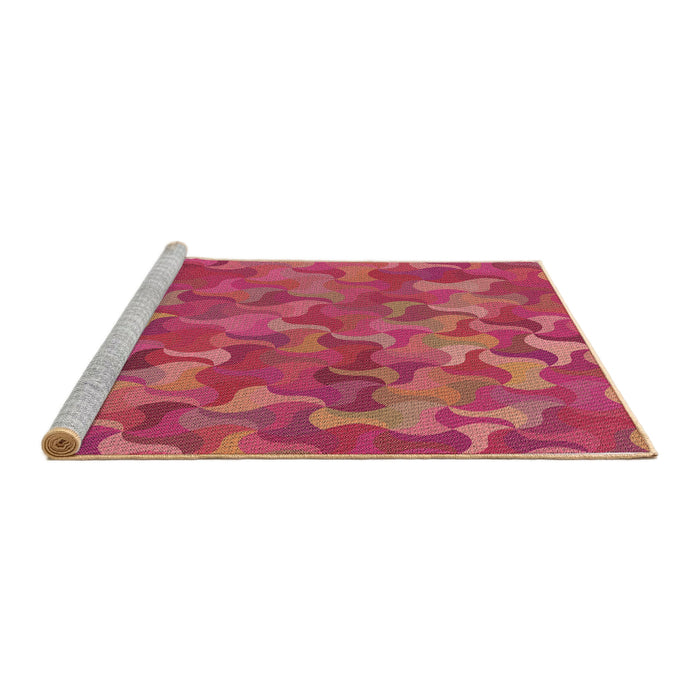 Sideview of Machine Washable Transitional Red Rug, wshpat2069brn
